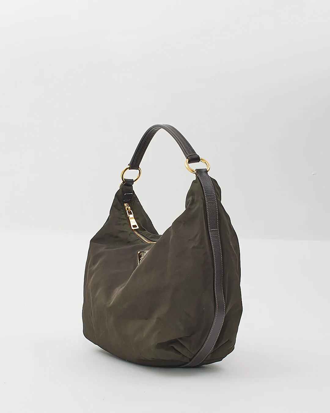 Prada Olive Nylon Tessuto Hobo Shoulder Bag