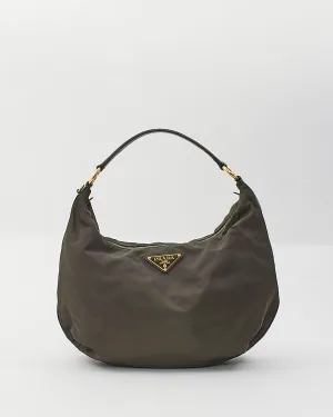 Prada Olive Nylon Tessuto Hobo Shoulder Bag