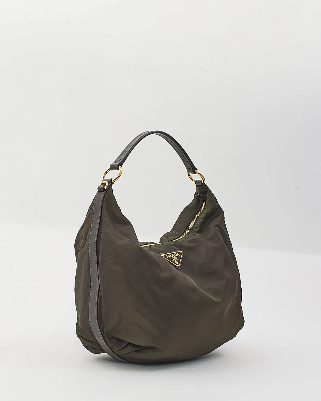 Prada Olive Nylon Tessuto Hobo Shoulder Bag
