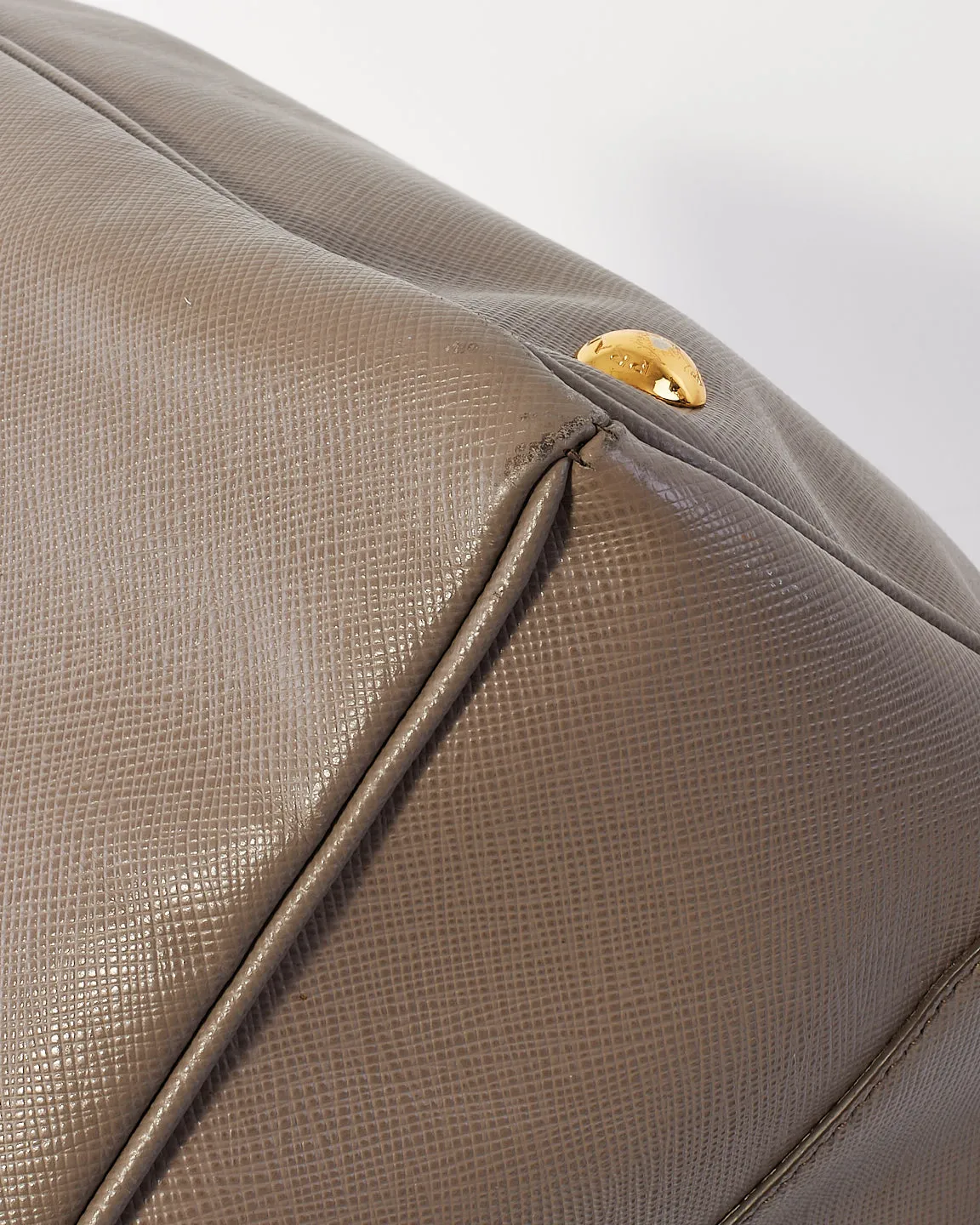 Prada Taupe Saffiano Leather Large Double Zip Galleria Tote Bag