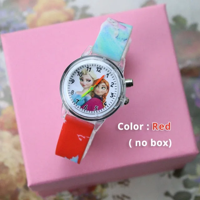Princess Girls Watch with Bracelet Colorful Light Source Cartoon Kids Watches Party Clock Wrist reloj infantil Relogio Feminino