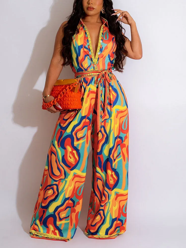 Print Sleeveless Jumpsuit