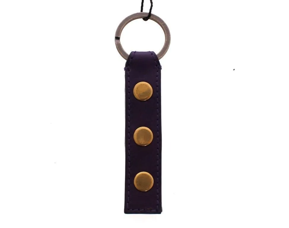Purple Leather Metal Keychain Keyring