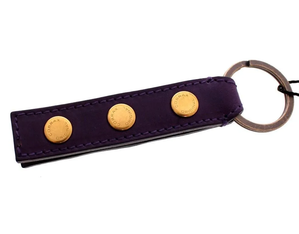 Purple Leather Metal Keychain Keyring