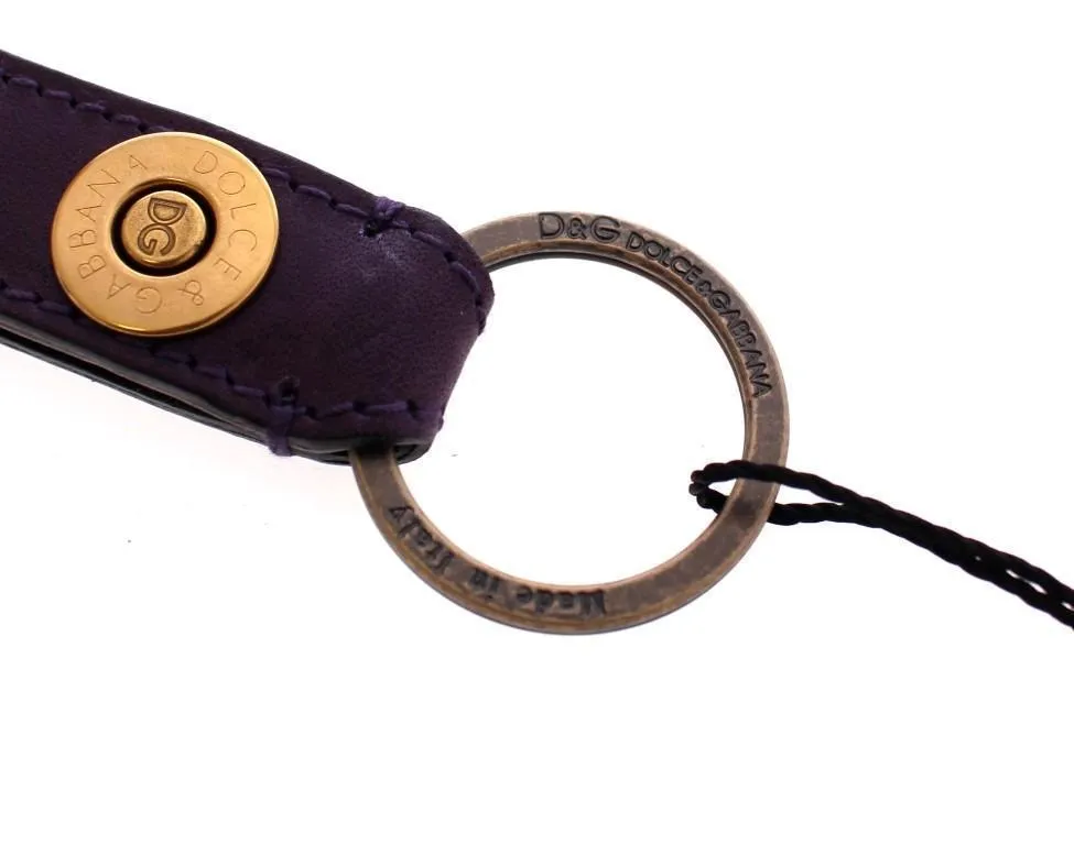 Purple Leather Metal Keychain Keyring