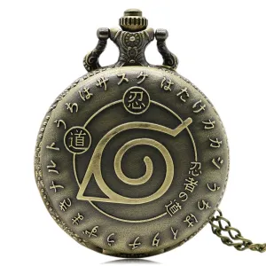 Quartz Pocket Watch Japan Cartoon Naruto Bronze Fob Watches Pendant Men Women Casual Pednant Gift for Pocket Watch With Necklace