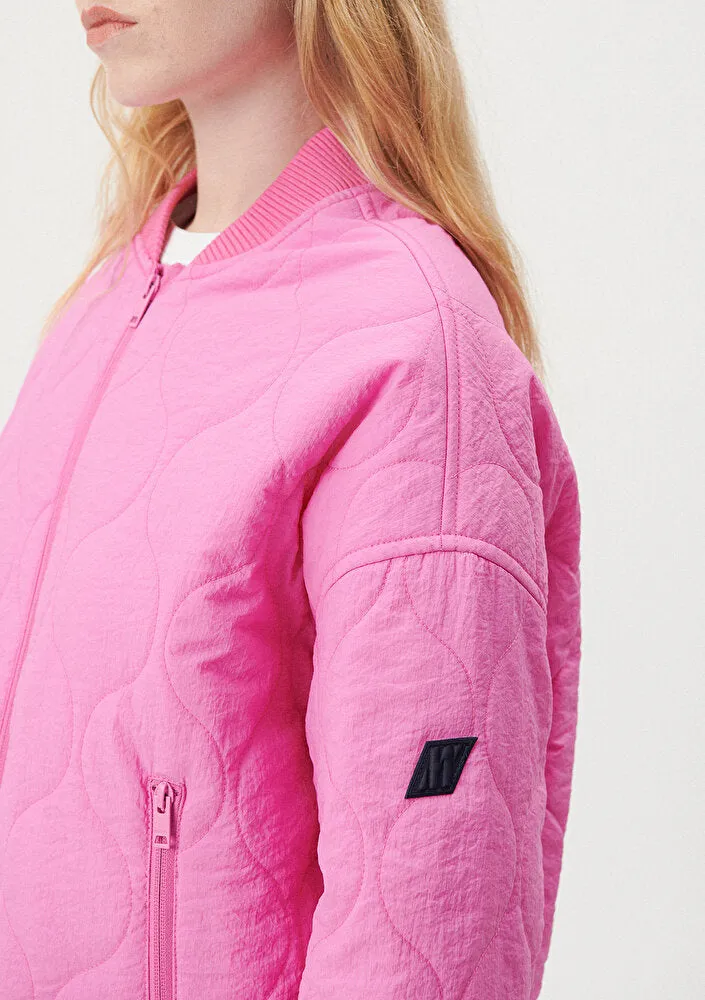 Quilted Pink Bomber Jacket