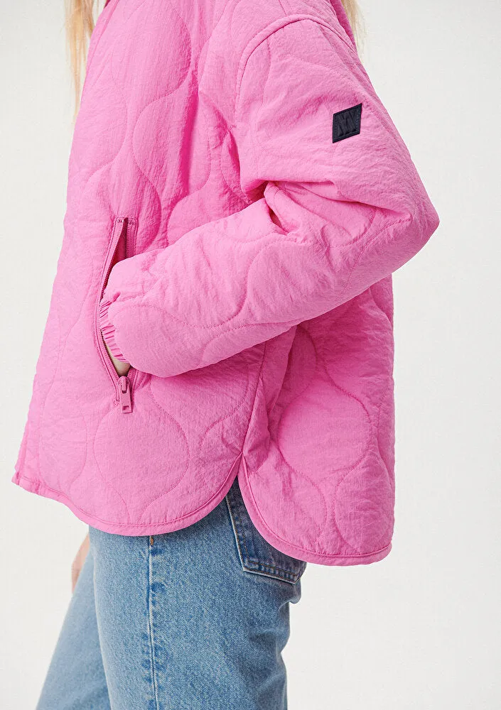 Quilted Pink Bomber Jacket