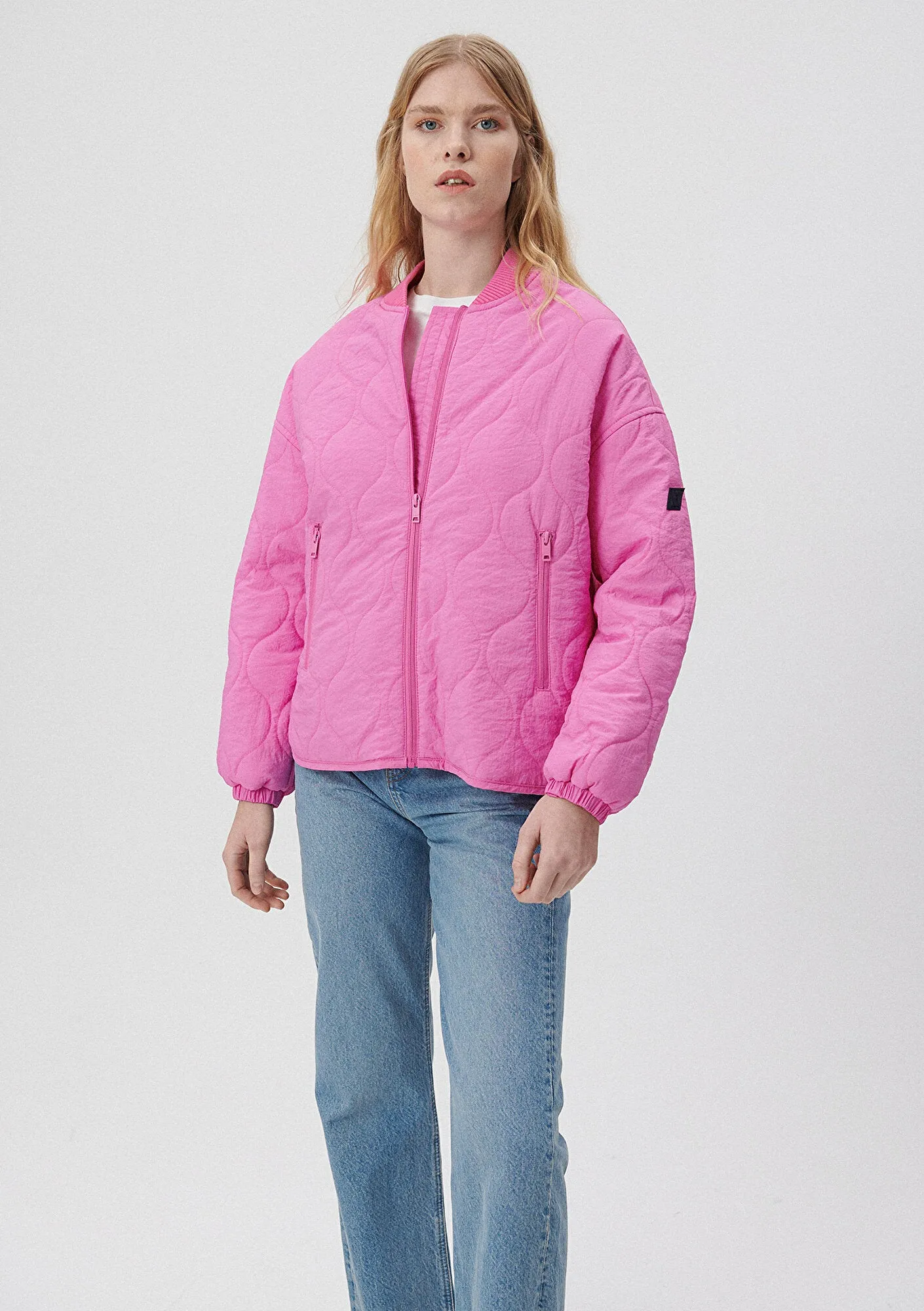 Quilted Pink Bomber Jacket