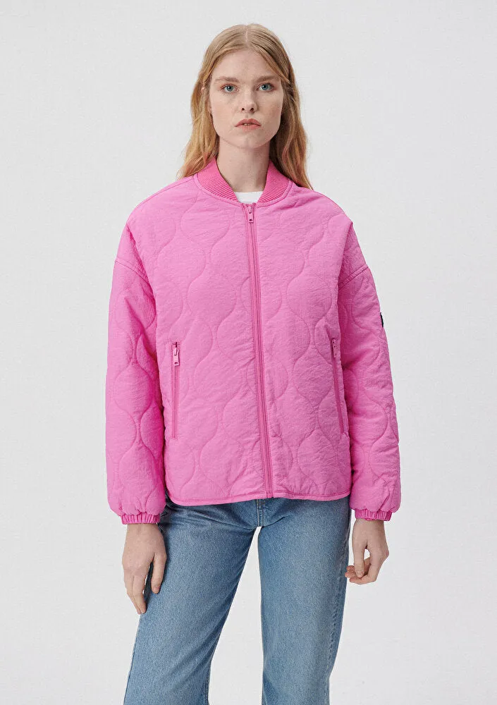 Quilted Pink Bomber Jacket