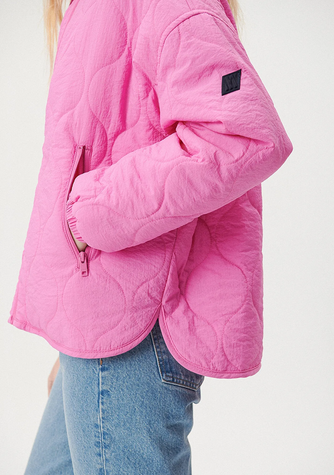 Quilted Pink Bomber Jacket