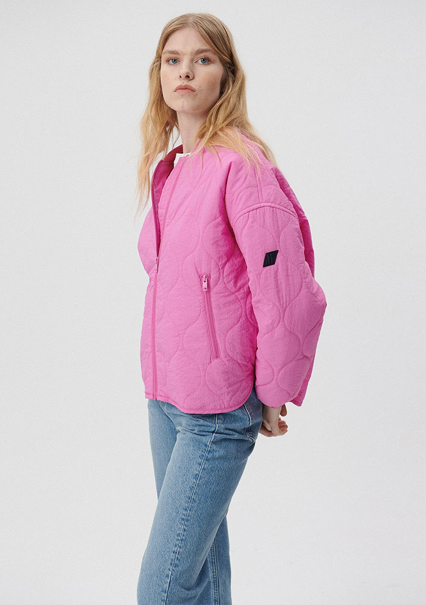 Quilted Pink Bomber Jacket