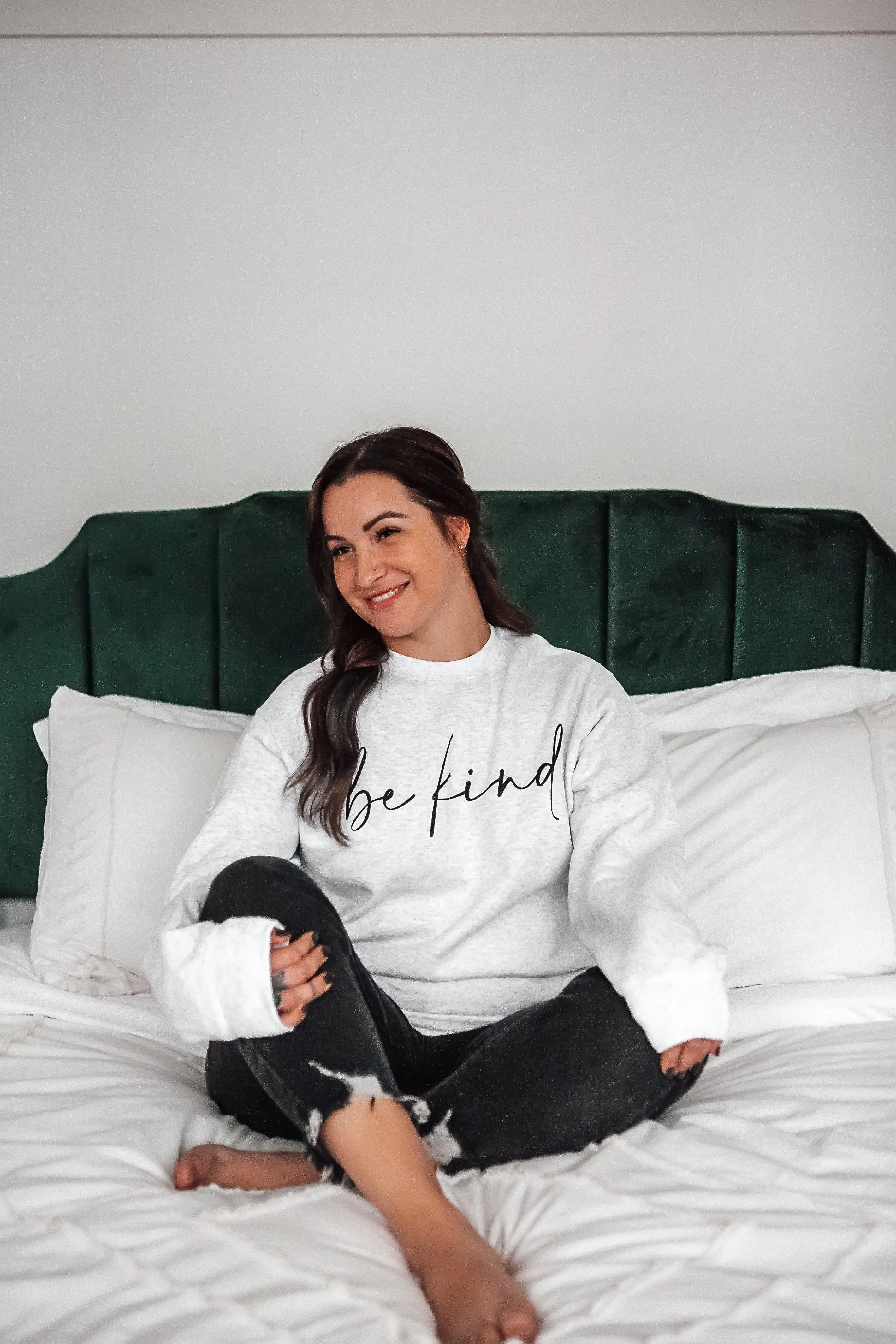 "Be Kind" Graphic Crewneck Sweatshirt - Ash Grey *FINAL SALE*