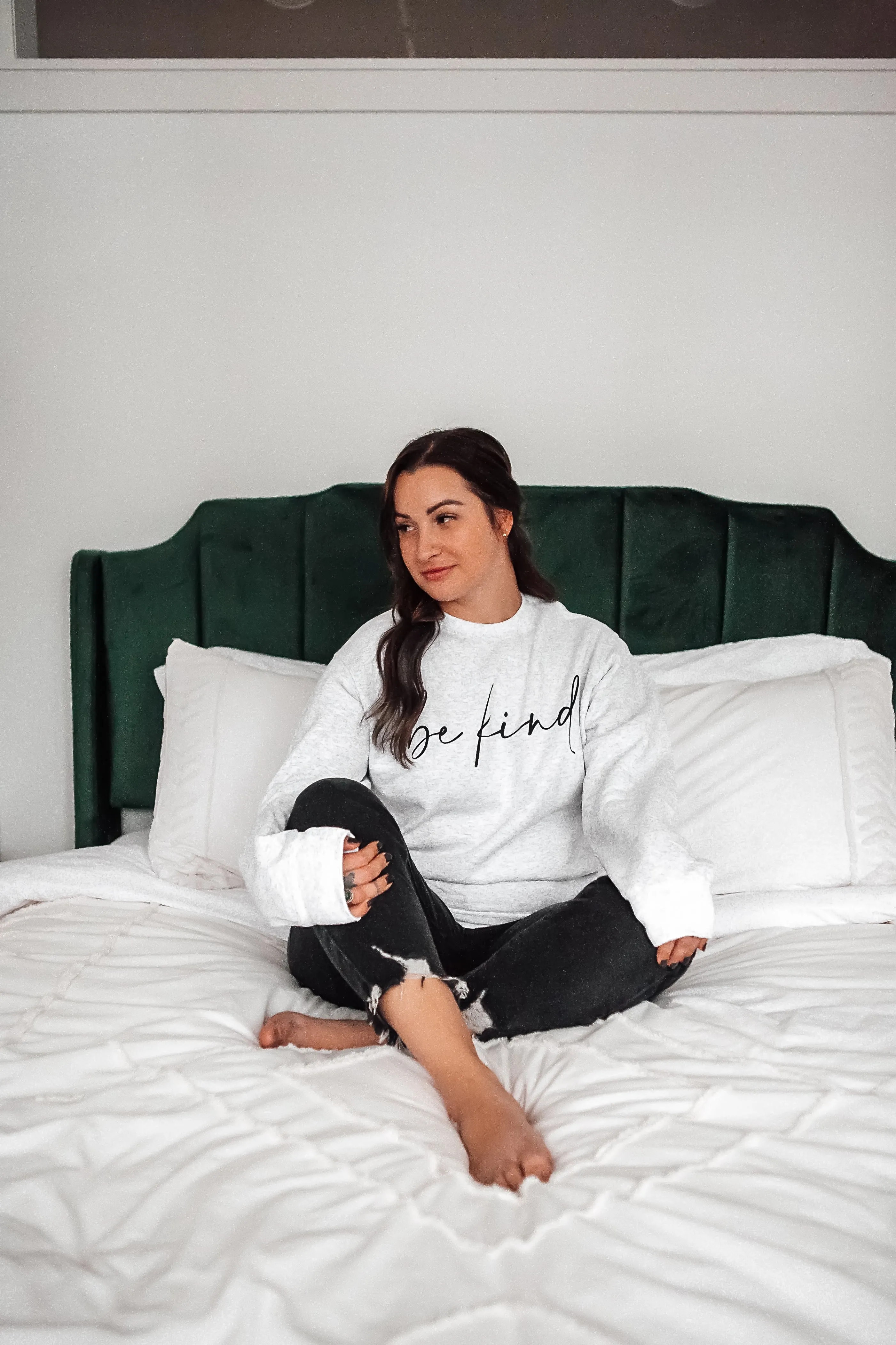 "Be Kind" Graphic Crewneck Sweatshirt - Ash Grey *FINAL SALE*