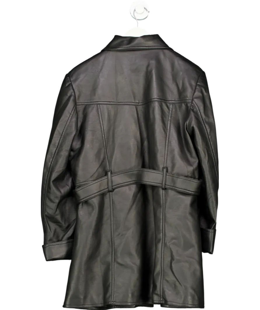 RAAM Black Faux Leather Jacket Tie Wasit UK 12