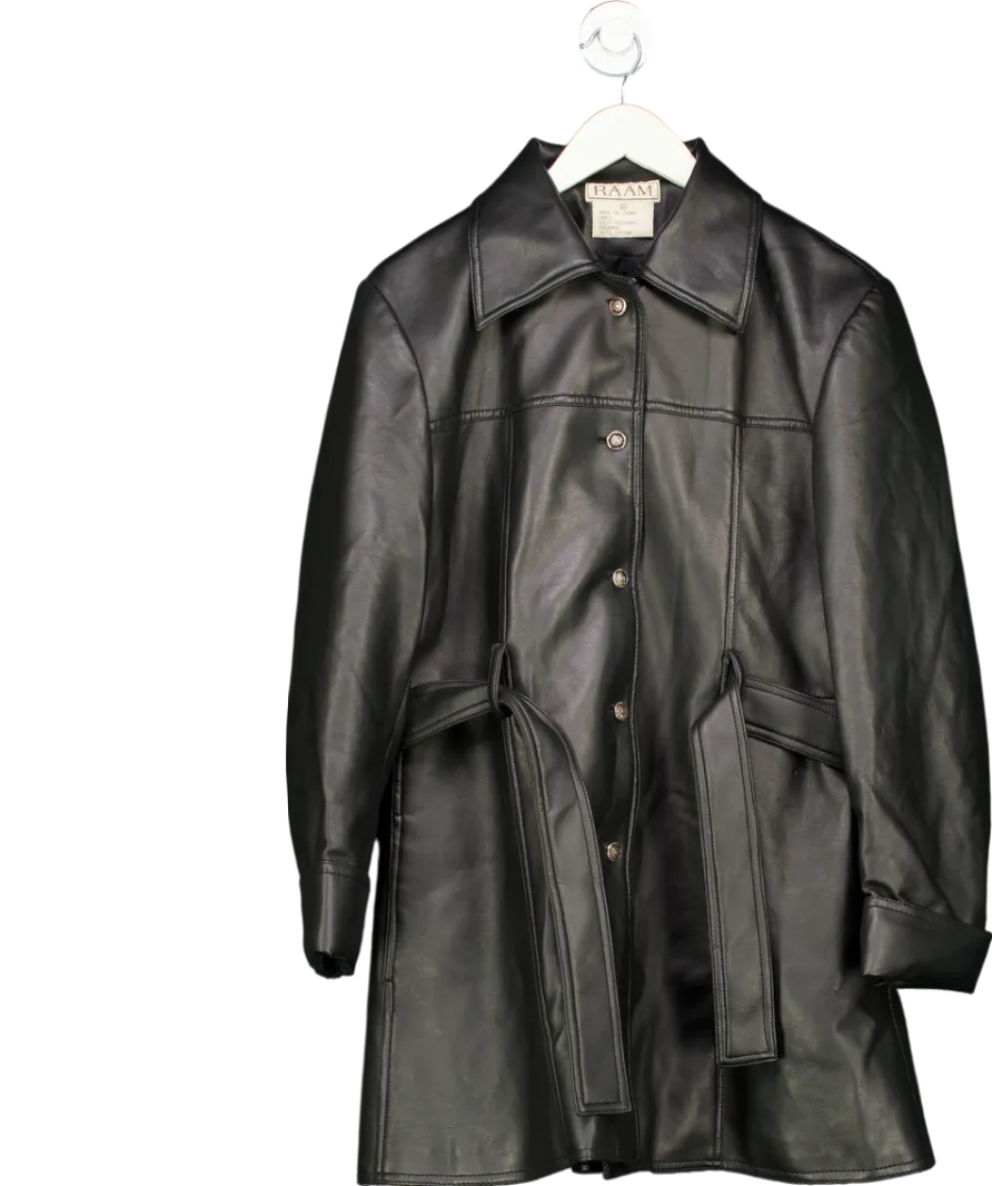 RAAM Black Faux Leather Jacket Tie Wasit UK 12