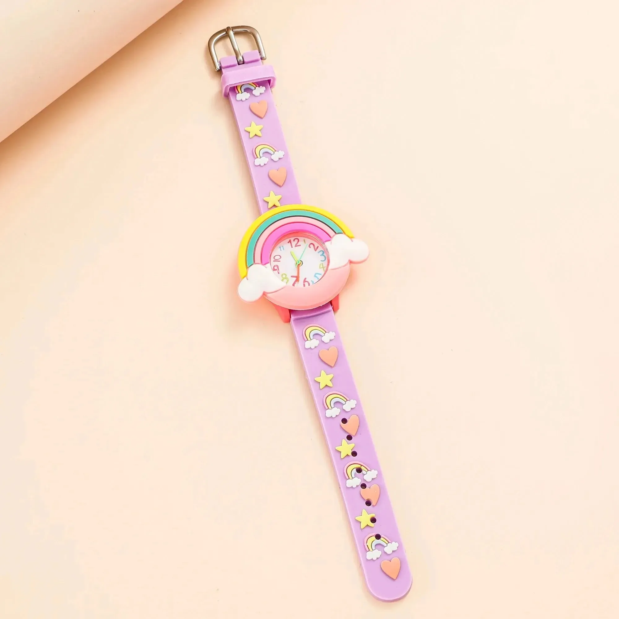 Rainbow Cloud Printed Silicone Band Children's Watch Girl Cute Cartoon Quartz Watch Kids Watches Boys Girl Watche