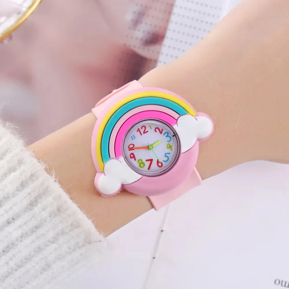 Rainbow Cloud Printed Silicone Band Children's Watch Girl Cute Cartoon Quartz Watch Kids Watches Boys Girl Watche