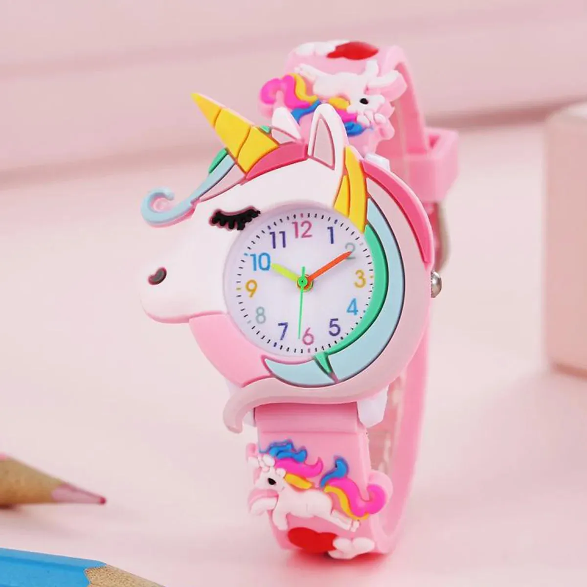 Rainbow Cloud Printed Silicone Band Children's Watch Girl Cute Cartoon Quartz Watch Kids Watches Boys Girl Watche
