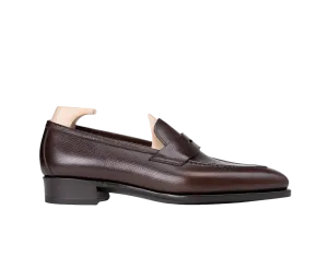 Raj Singhs Dark Brown Penny Loafers – Handcrafted Italian Grain Leather Slip-Ons