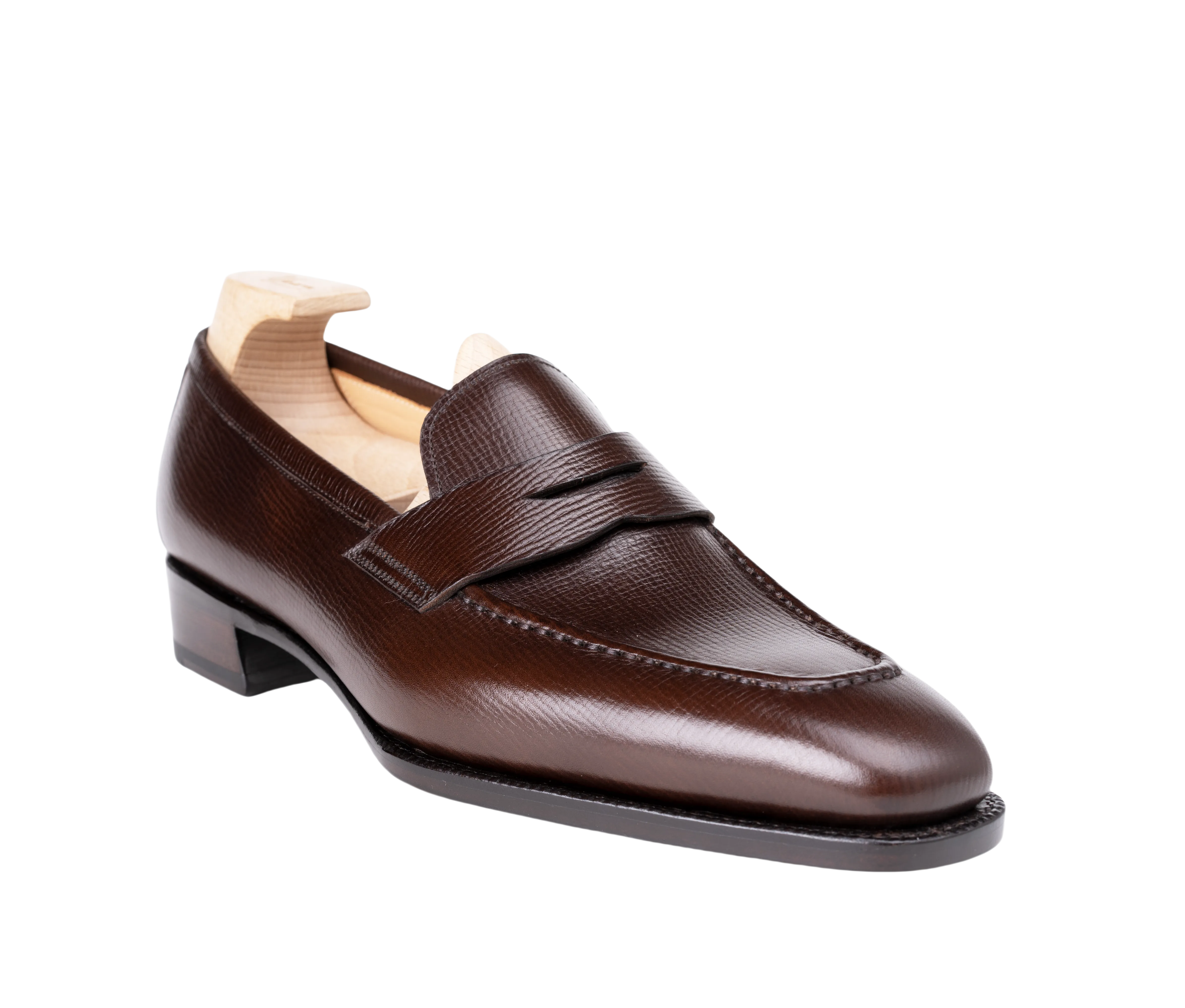Raj Singhs Dark Brown Penny Loafers – Handcrafted Italian Grain Leather Slip-Ons