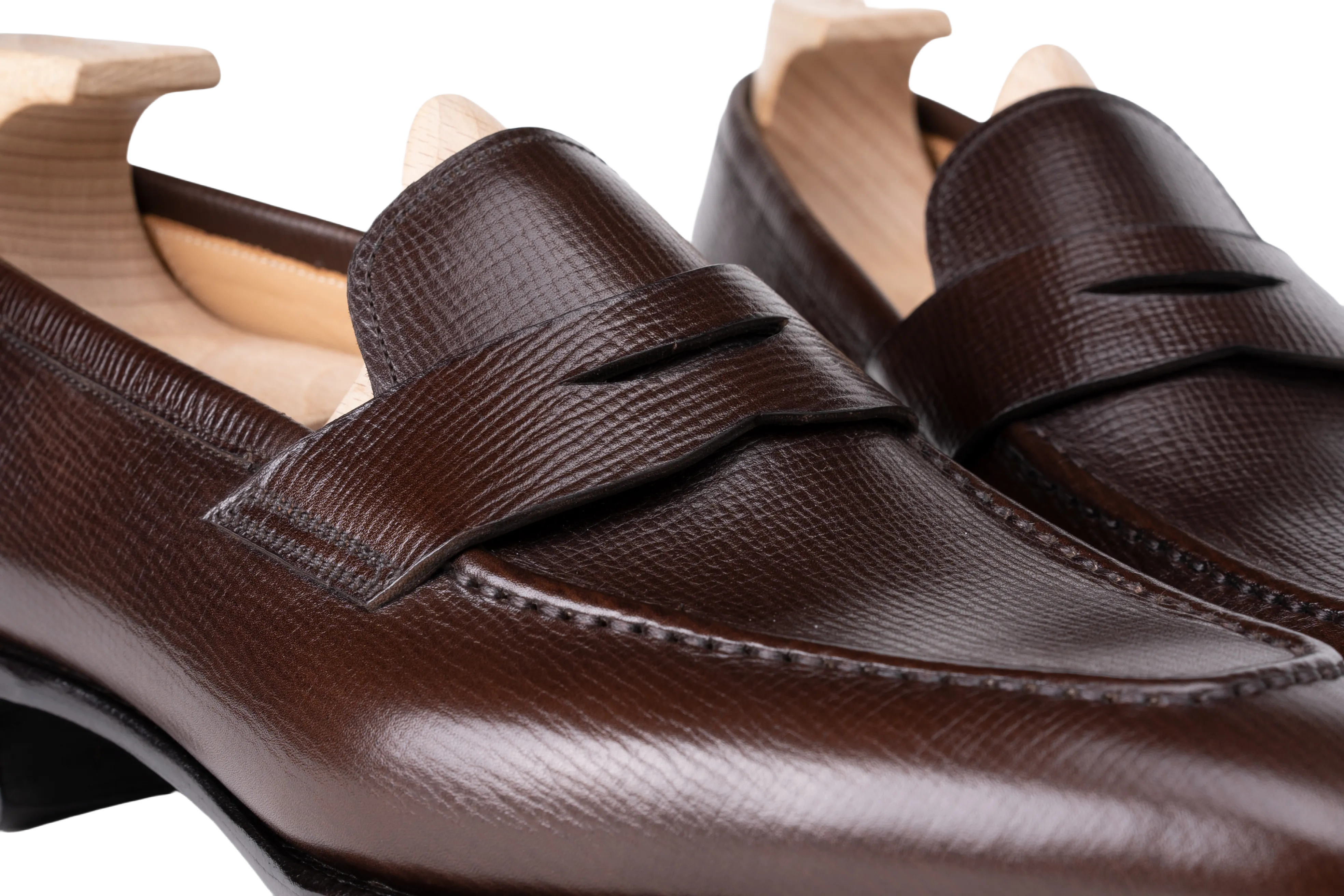 Raj Singhs Dark Brown Penny Loafers – Handcrafted Italian Grain Leather Slip-Ons