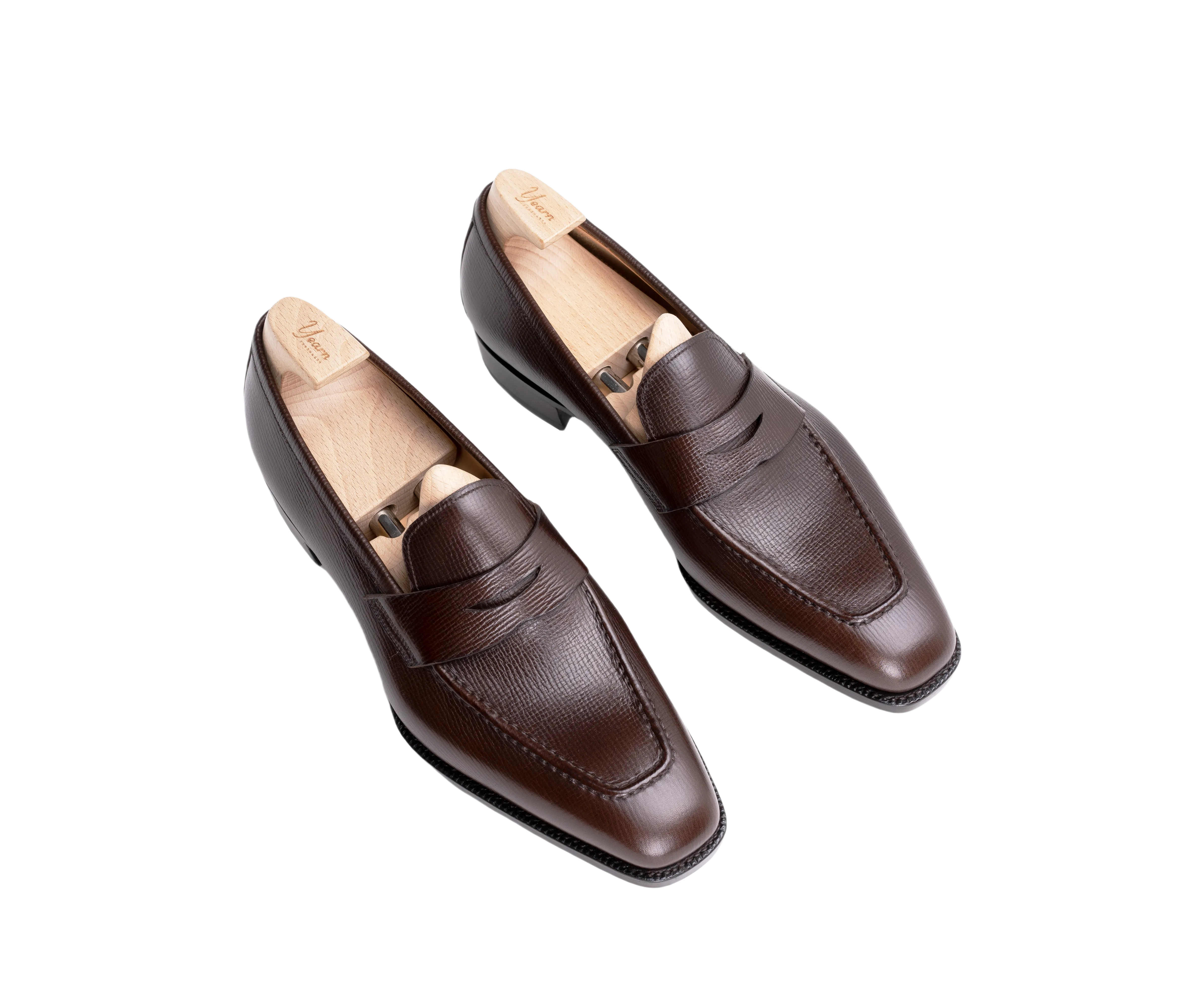 Raj Singhs Dark Brown Penny Loafers – Handcrafted Italian Grain Leather Slip-Ons
