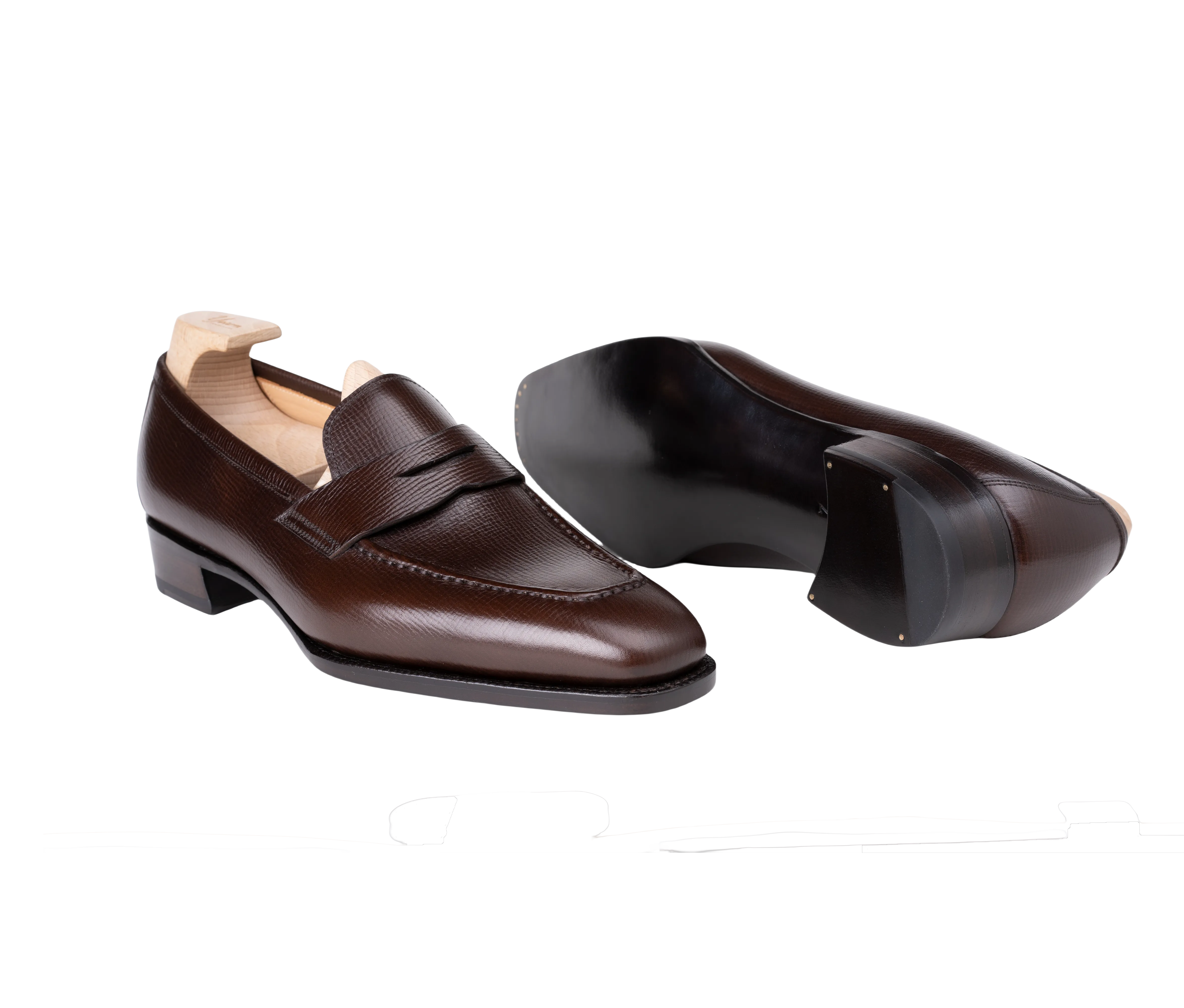 Raj Singhs Dark Brown Penny Loafers – Handcrafted Italian Grain Leather Slip-Ons