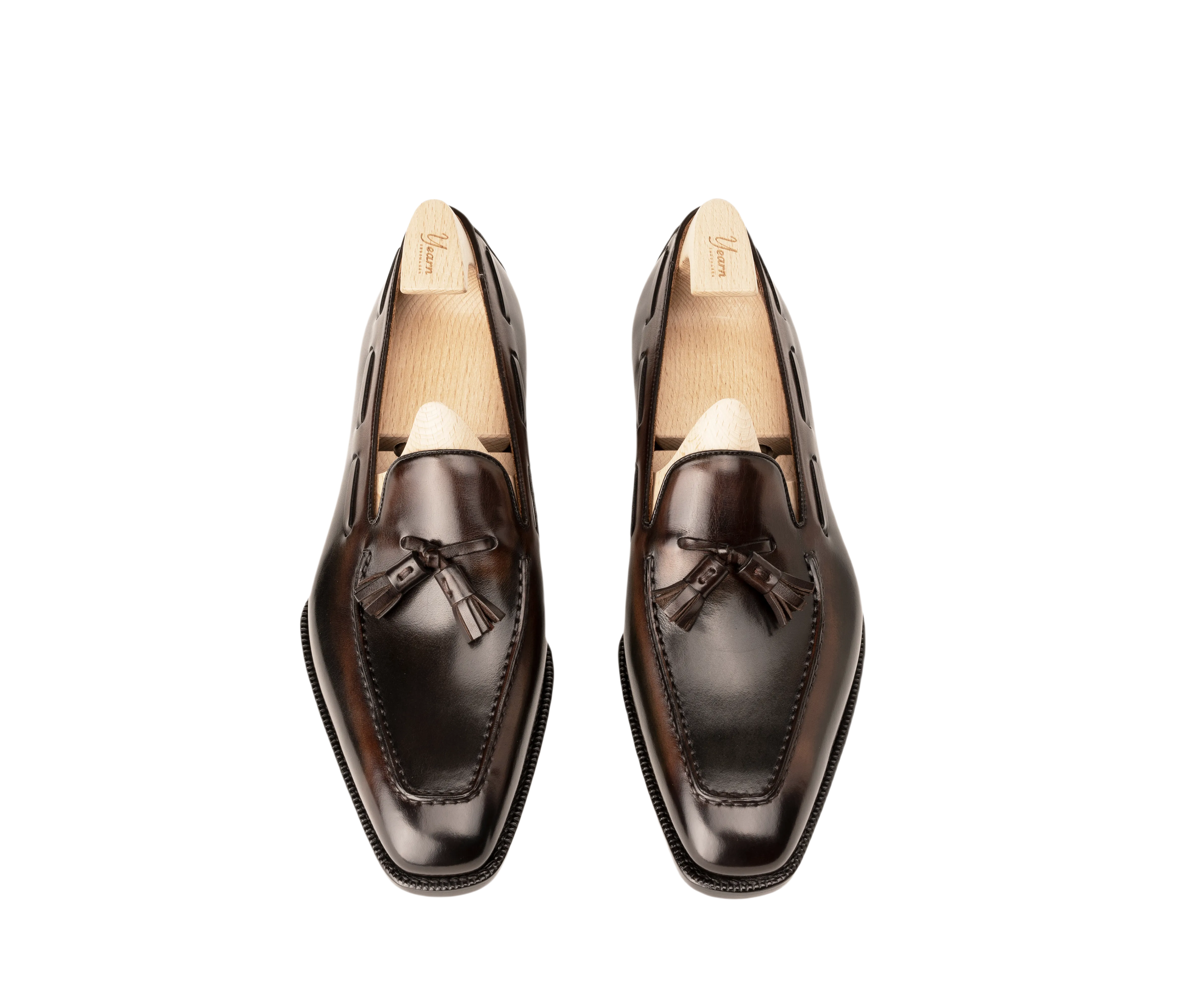 Raj Singhs Handcrafted Tassel Loafers – Italian Leather with Palm Patina Finish