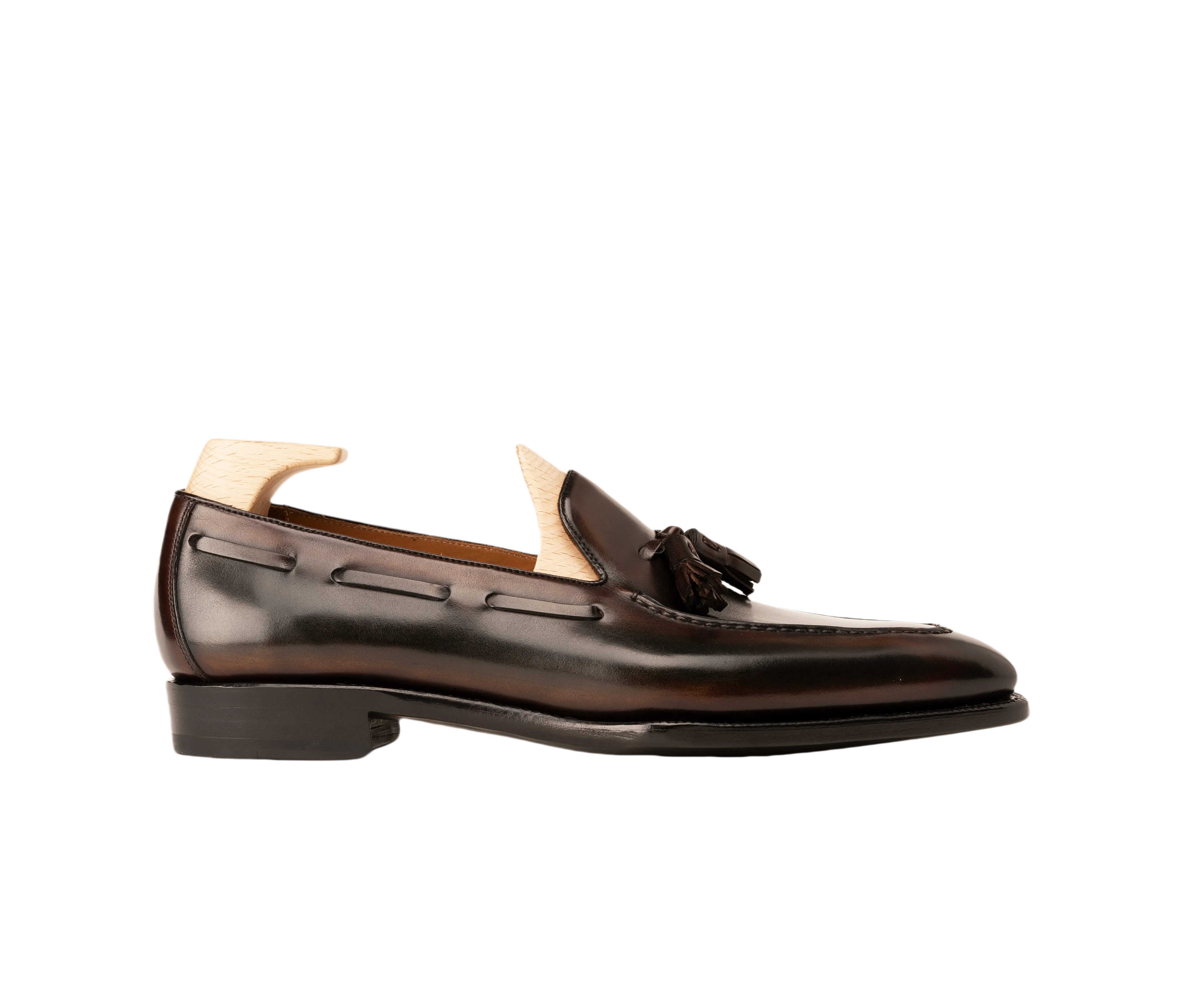 Raj Singhs Handcrafted Tassel Loafers – Italian Leather with Palm Patina Finish