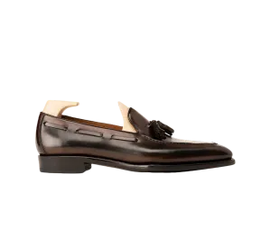 Raj Singhs Handcrafted Tassel Loafers – Italian Leather with Palm Patina Finish