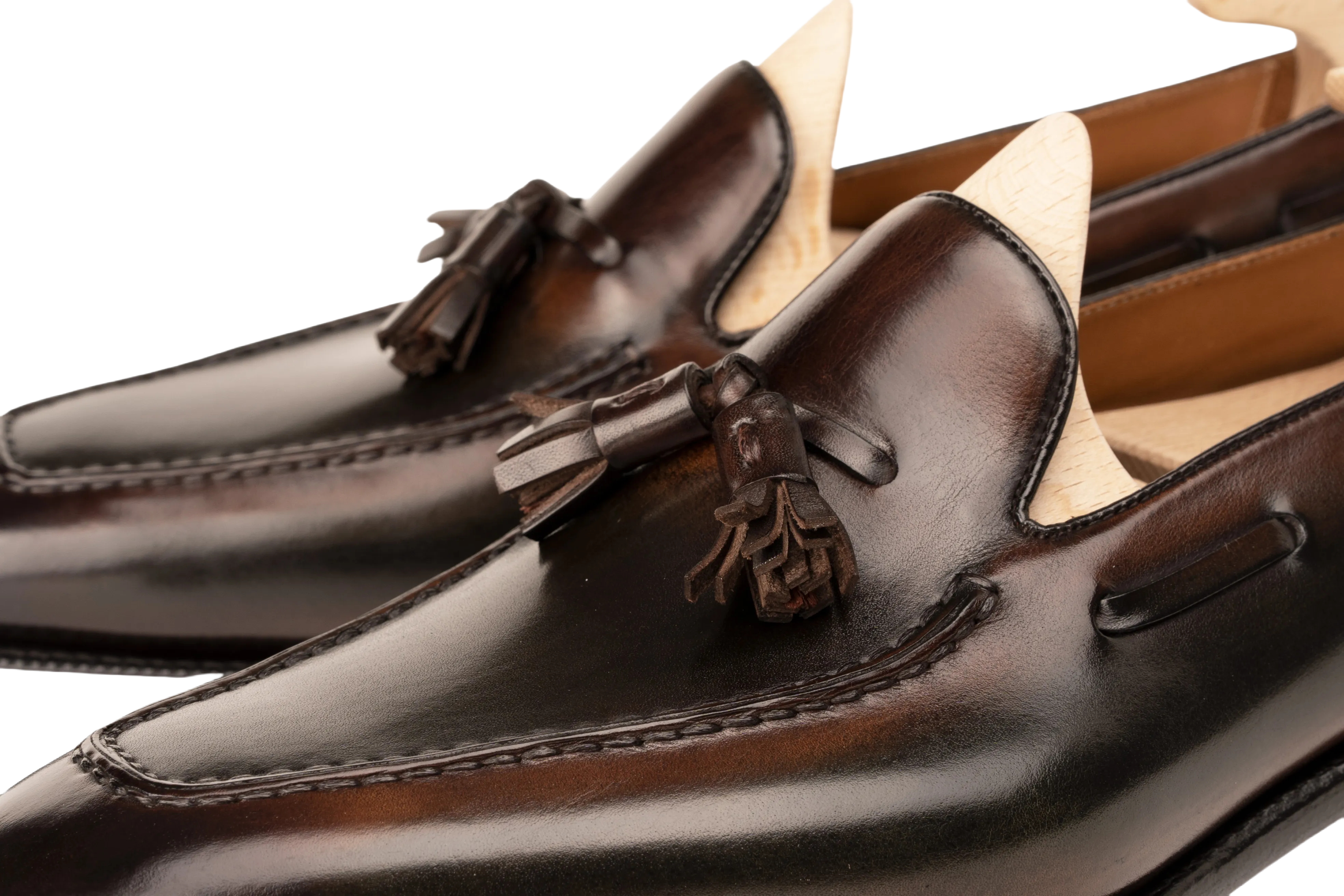 Raj Singhs Handcrafted Tassel Loafers – Italian Leather with Palm Patina Finish