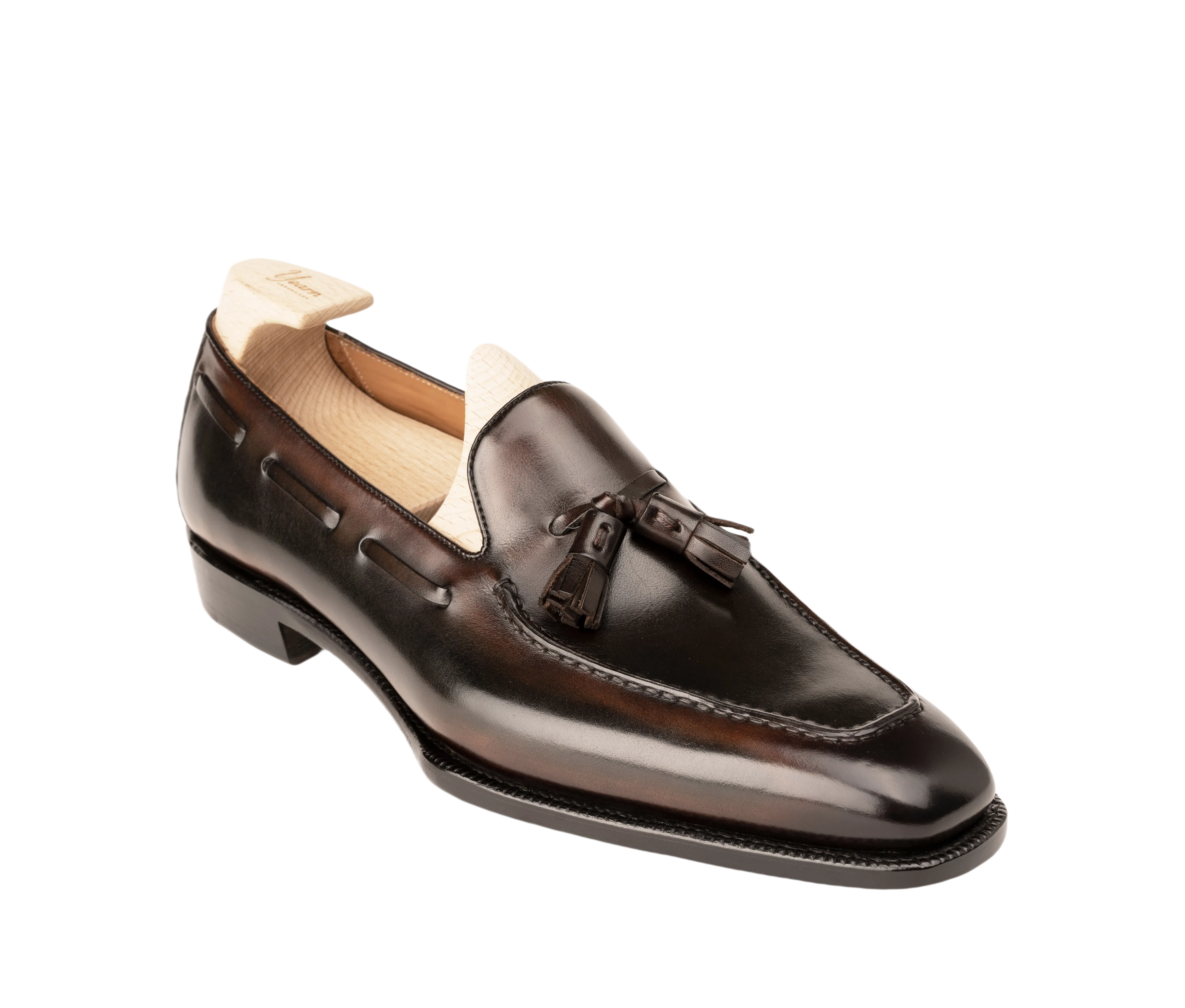 Raj Singhs Handcrafted Tassel Loafers – Italian Leather with Palm Patina Finish