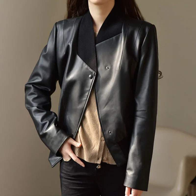 Real Leather Jackets 2022 New Styles Women Leather Coat Blazer Black Spring Autumn Lady Clothes FG3952