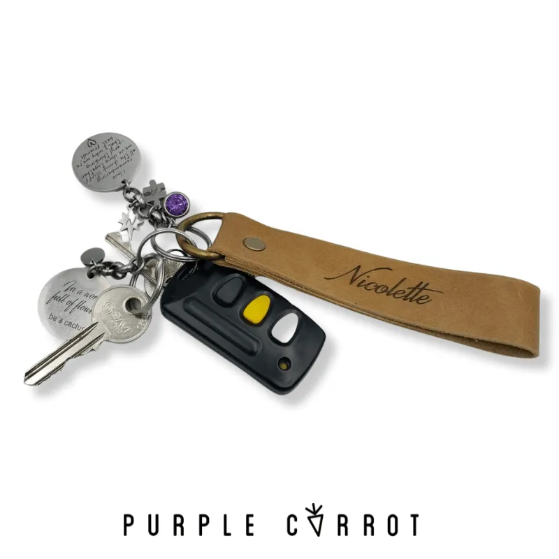 Real Leather Strap Keychain