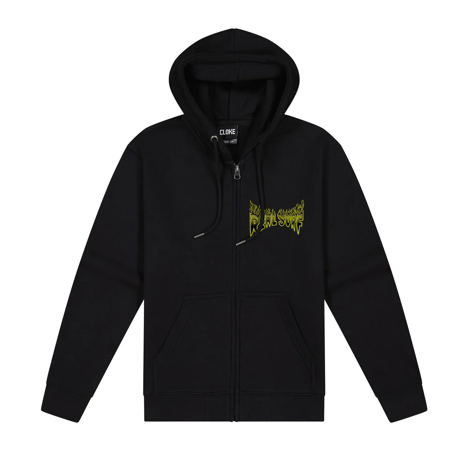 REAL SURF FLAME LOGO ZIP-UP HOODIE YOUTH - BLACK