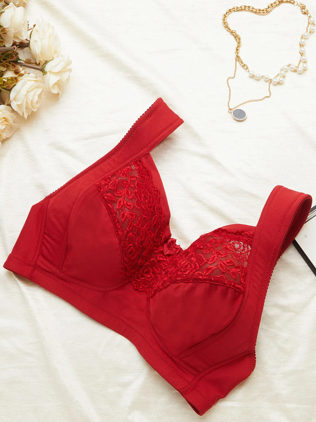 Red Full Coverage Non-Wired Plus Size Bras Online Women - Zola