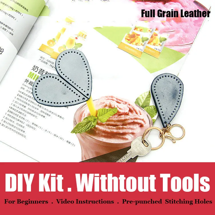 Red Heart Leather Keychains Kit DIY Leather Keychains Kit DIY Heart Leather Projects DIY Leather Kit