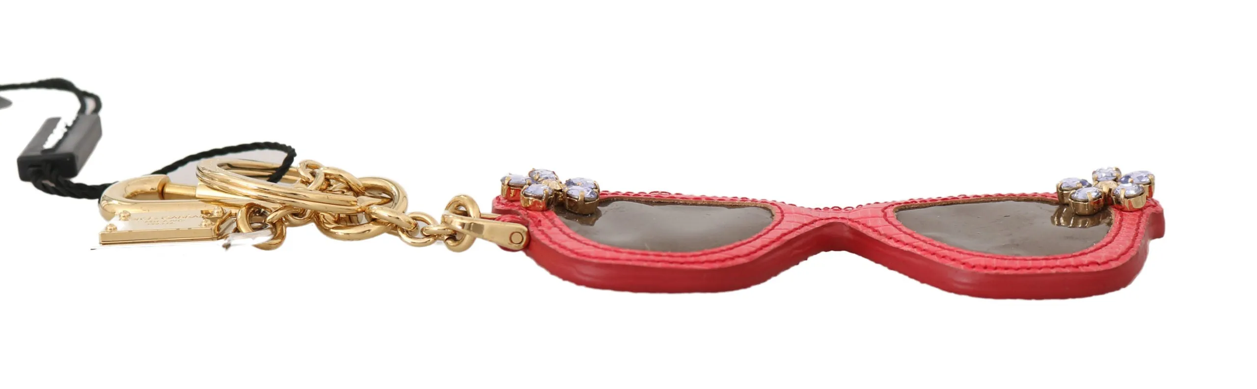 Red Leather Sunglasses Crystal Clasp Keyring Keychain