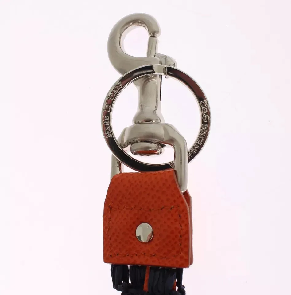 Red Yellow Raffia Leather Clasp Finder Keyring Keychain