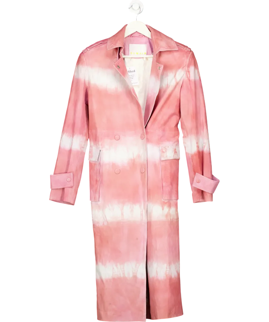 Remain Birger Christensen Pink Pirene Tie Dye Leather Coat UK 10