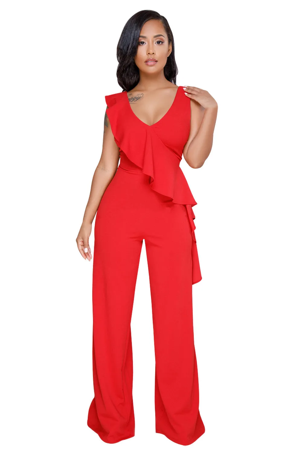 Renee Ruffle Wide Leg Jumpsuit
