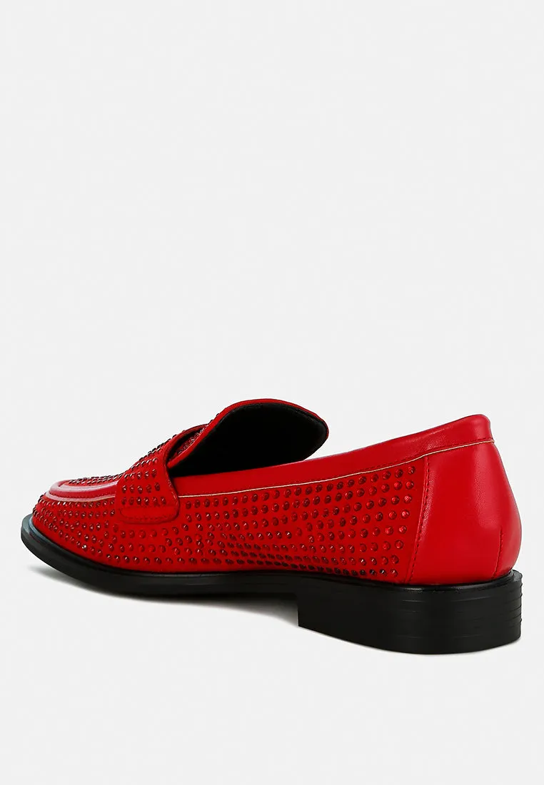 Rhinestones Embellished Loafers By RAG