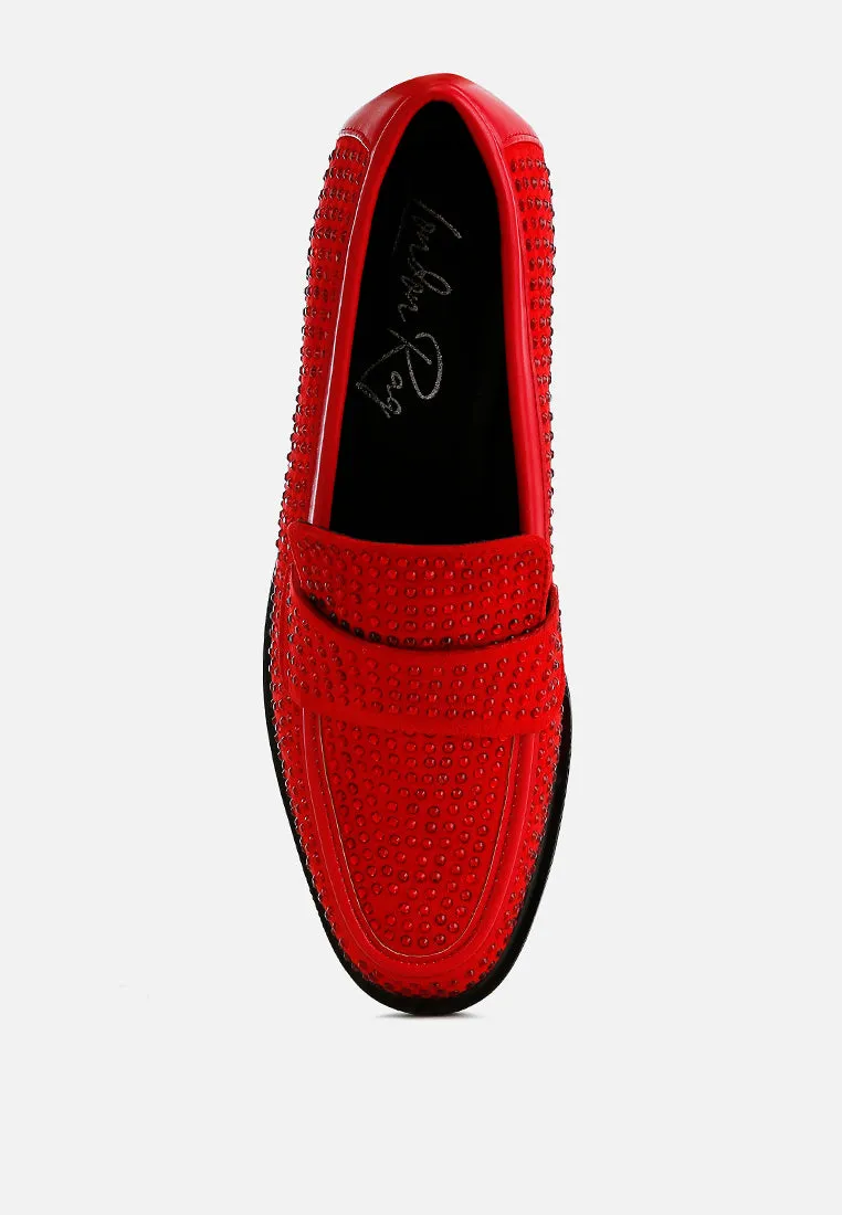 Rhinestones Embellished Loafers By RAG