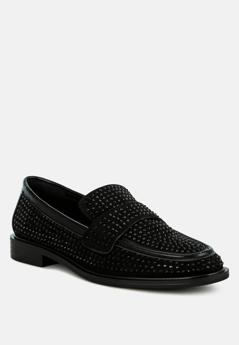 Rhinestones Embellished Loafers By RAG