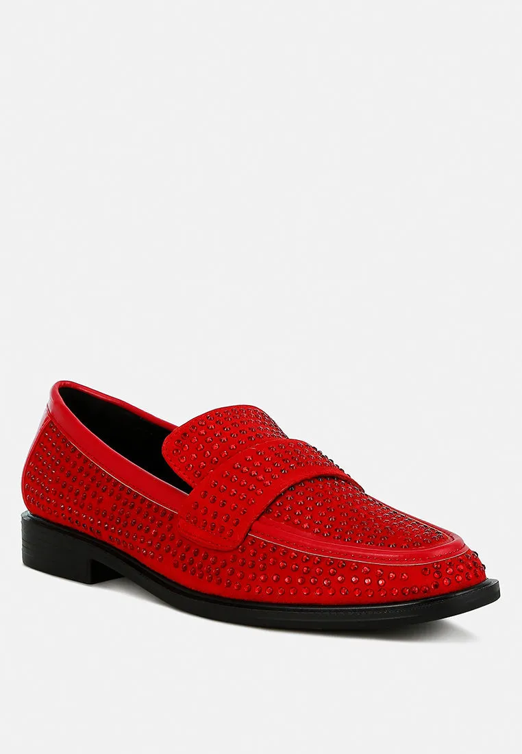 Rhinestones Embellished Loafers By RAG