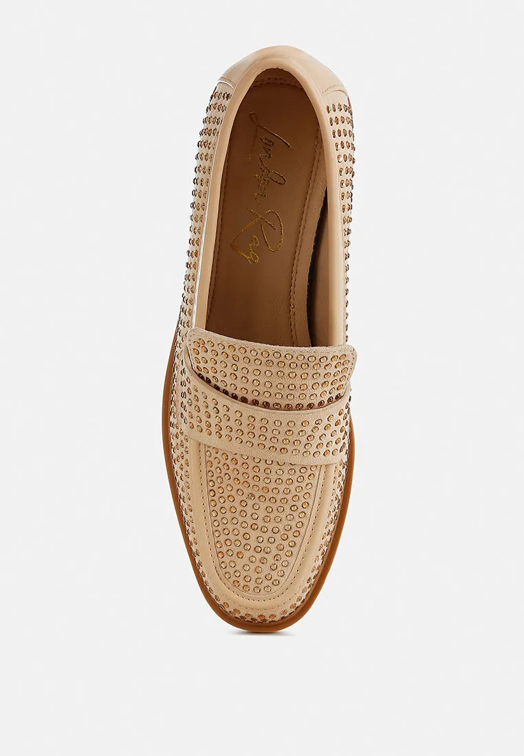 Rhinestones Embellished Loafers By RAG