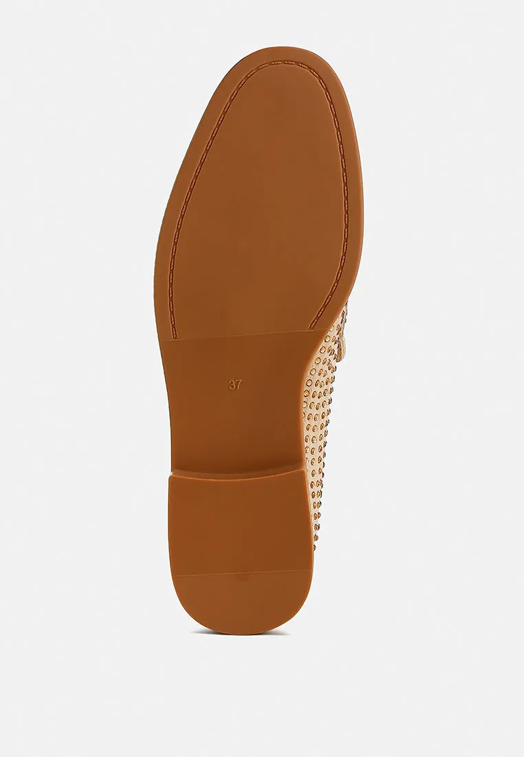 Rhinestones Embellished Loafers By RAG