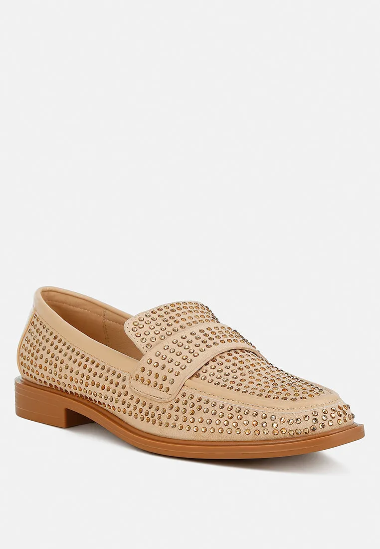 Rhinestones Embellished Loafers By RAG