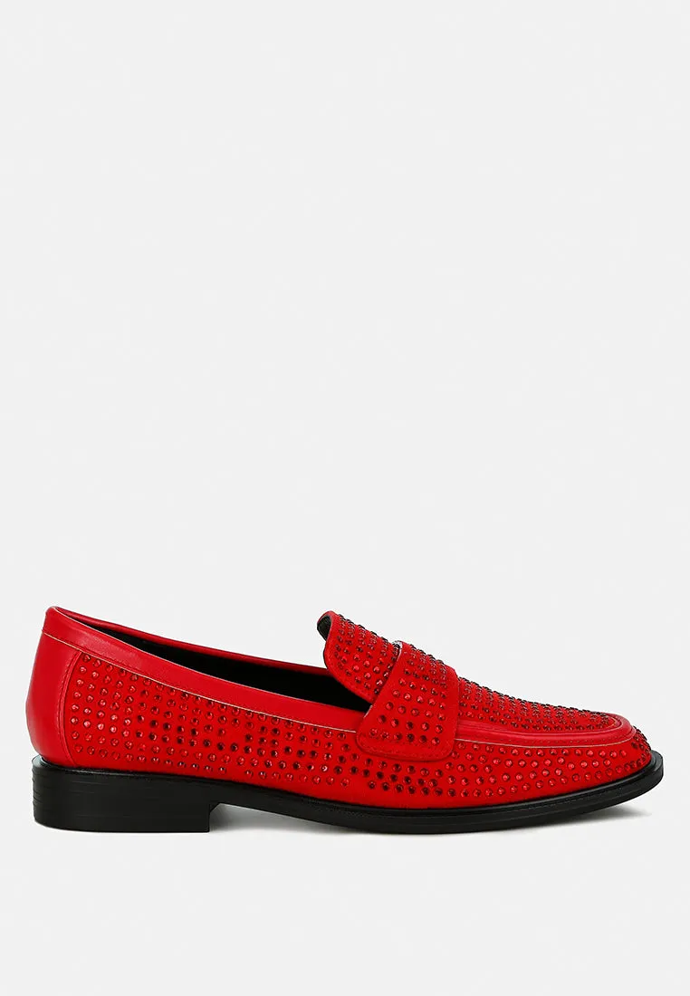 Rhinestones Embellished Loafers By RAG